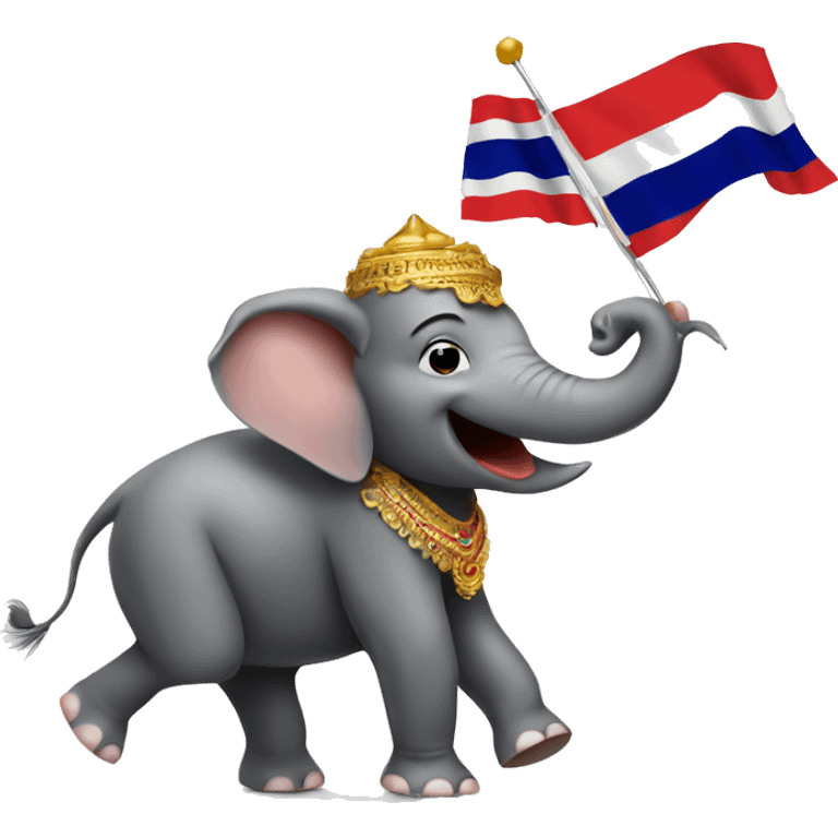 dancing elephant with thai national flag emoji