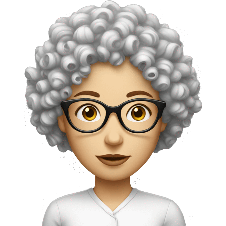 curly hair white woman bizarre glasses emoji