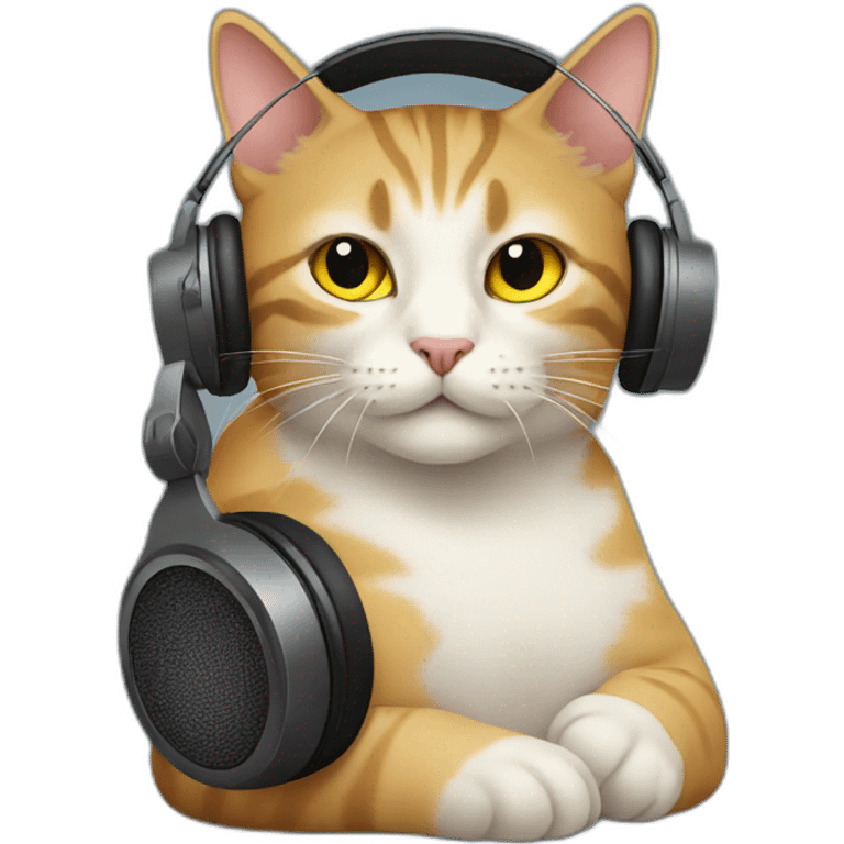 Cat listening rock music emoji