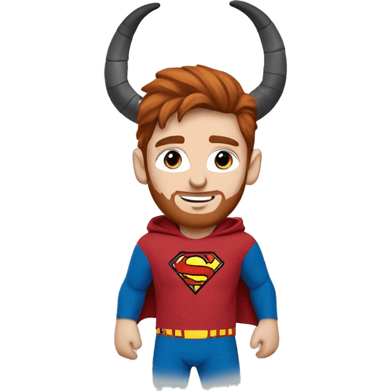 messi with a blue goat, puma hoodie, blue eyes, reddish hair, superman costume emoji