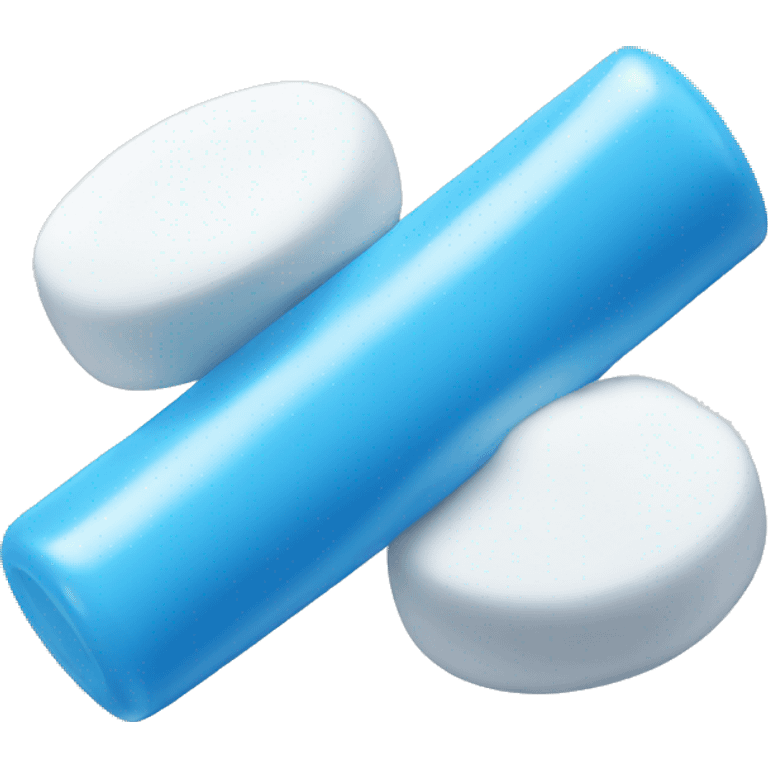 white and blue chewing gum emoji