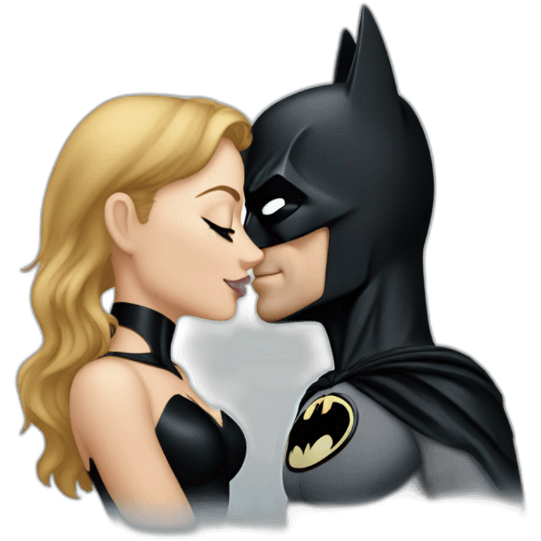 Batman and cat woman kissing  emoji