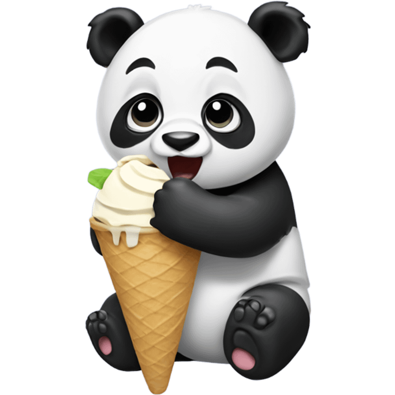 Panda eating ice cream emoji