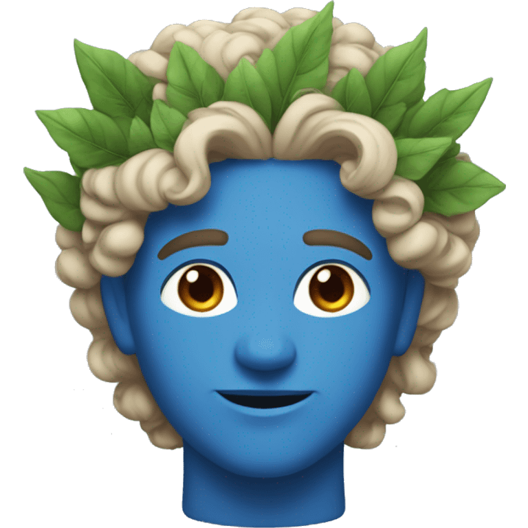 Blue greek god with curly hair and leaf laurel crown emoji