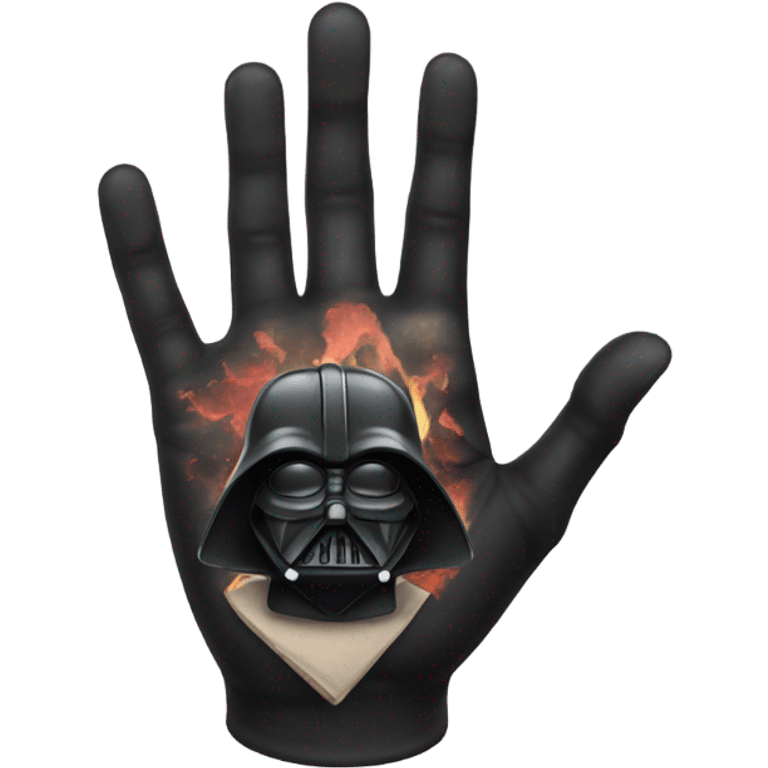 Top of a hand with darth vader tattoo emoji