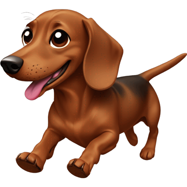 Brown dachshund running with a tongue out  emoji