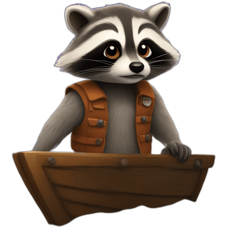 Racoon on board the ship emoji