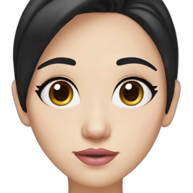 Beautiful woman,Black hair,long hair,White skin,oval face,big eyes,Blackeyes,Pink lips,Chinese emoji