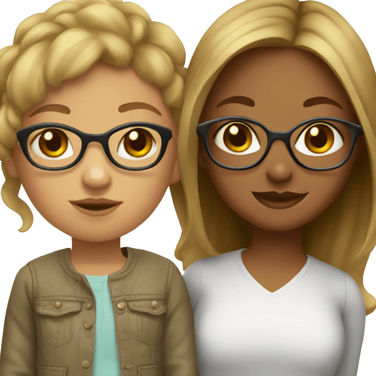 girl with brown and blonde highlights and glasses with baby  emoji