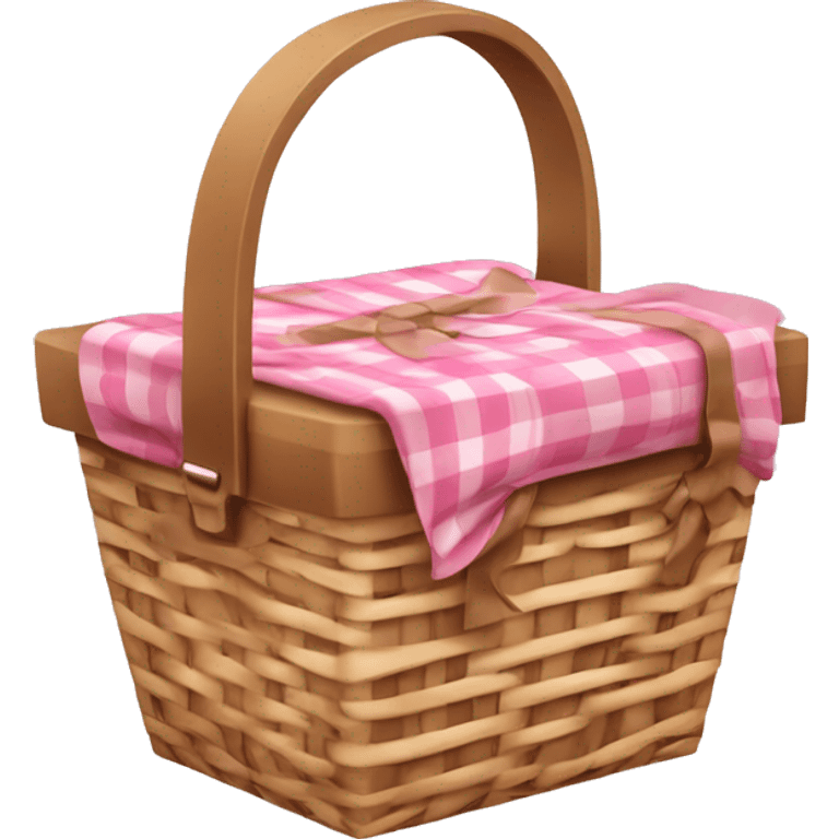 pink and light brown picnic basket with a bow tied on top emoji