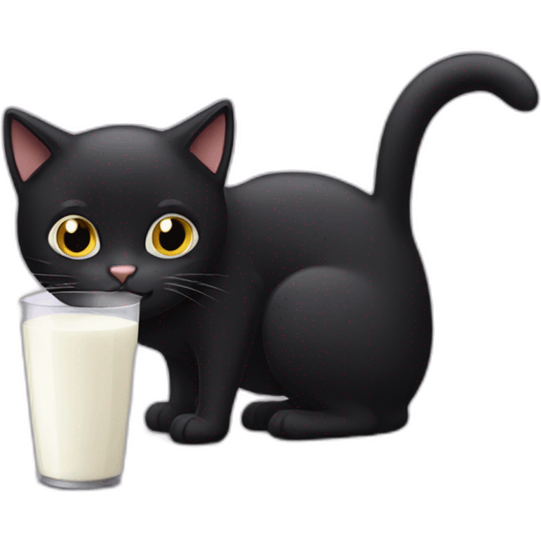 a black cat drinking milk emoji