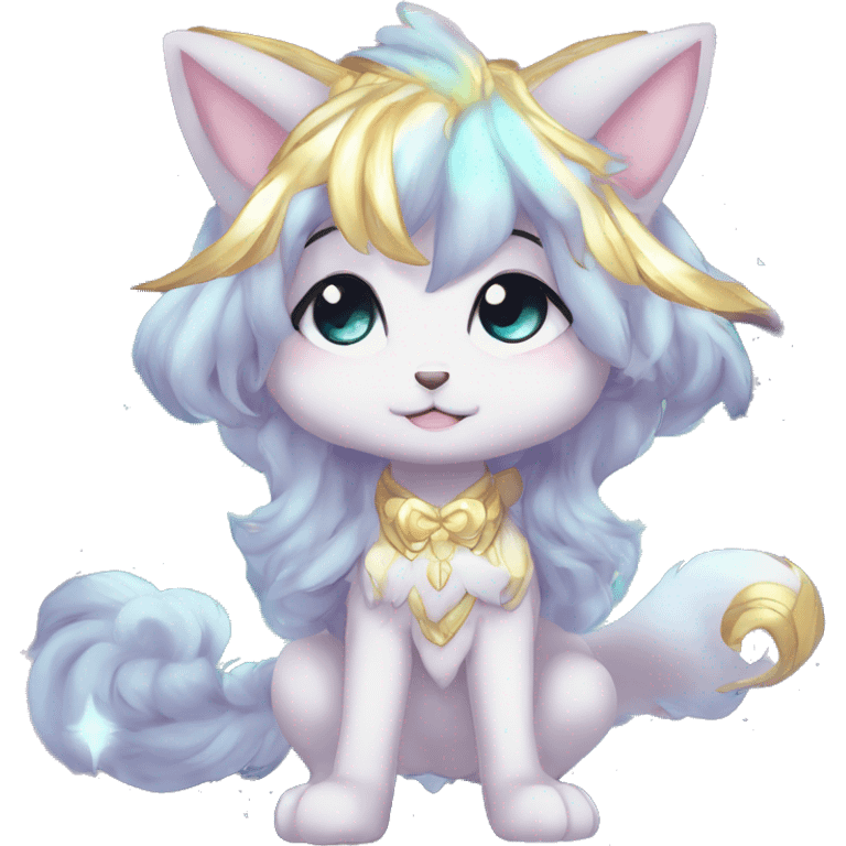 Cute Kawaii Chibi Anthro Sona Colorful Ethereal Pretty see Godly Celestial Shiny Fakemon Full Body emoji