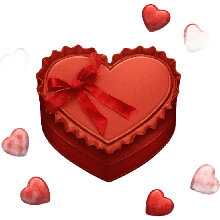 red frilly vintage heart-shaped box of chocolates emoji