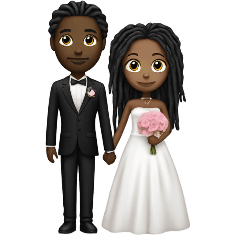 Pink wedding black couple with dreads emoji