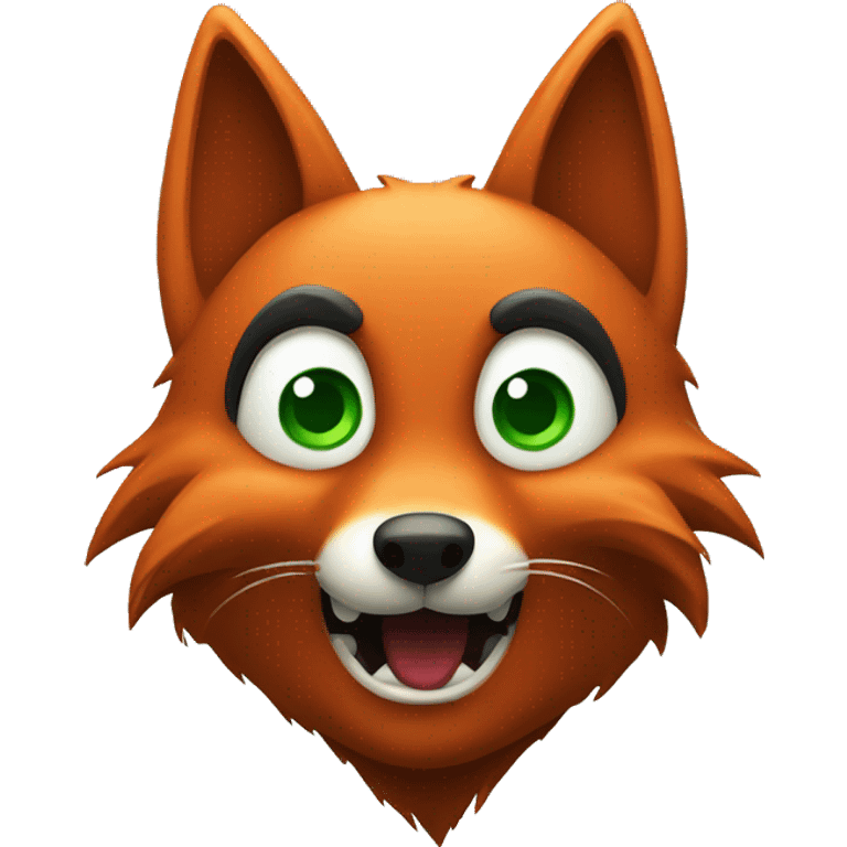 Scared green and red fox emoji