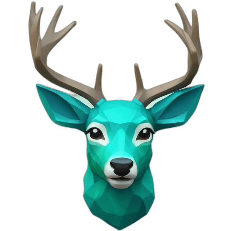 Teal blue deer low poly emoji