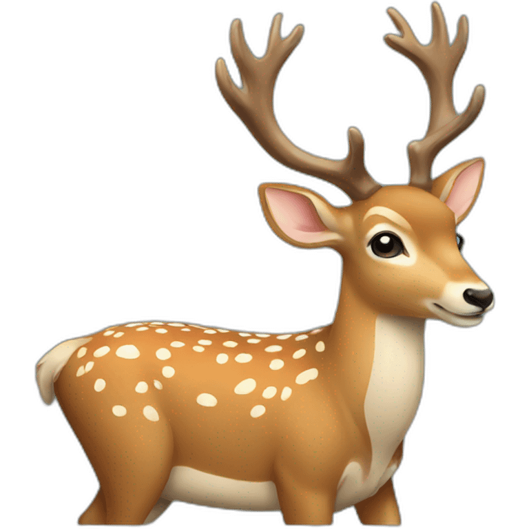 Deer playing phone emoji