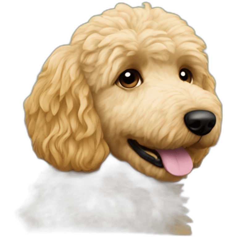 Goldendoodle driving convertible emoji