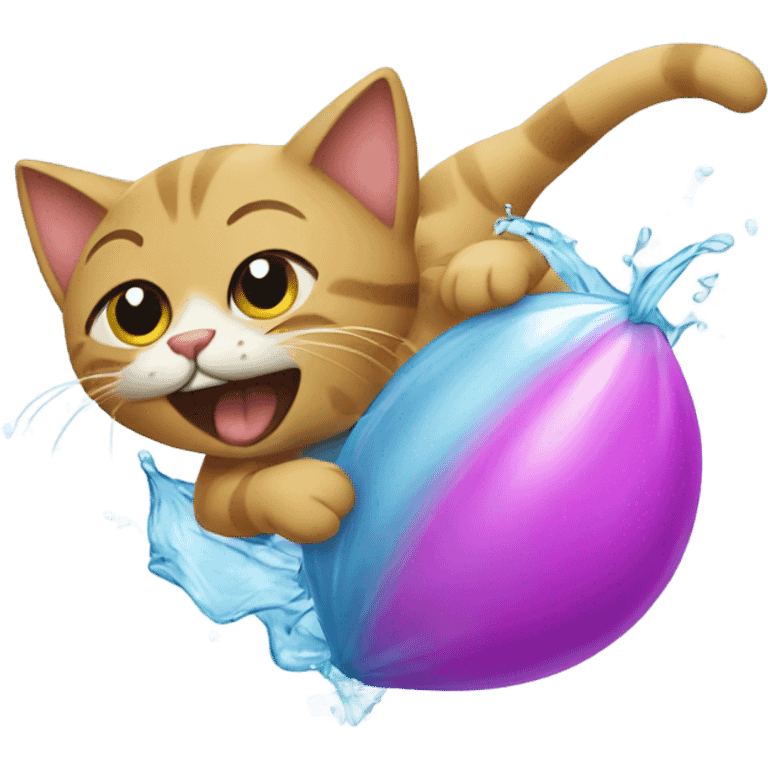 Cat in a water balloon fight  emoji