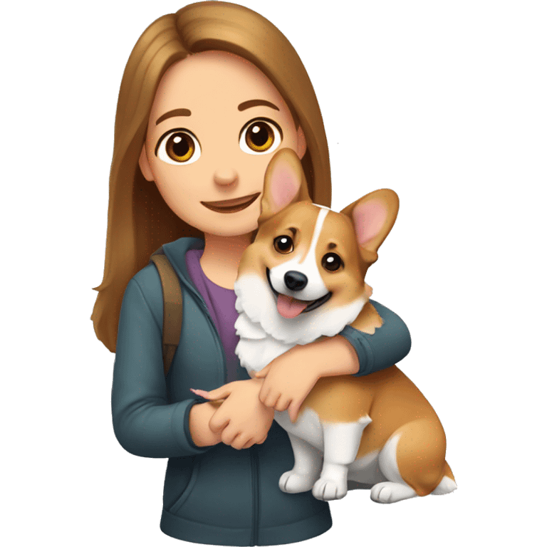 welsh corgi with girl emoji