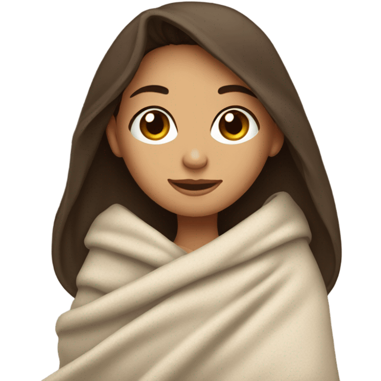 Brunette girl with a blanket emoji