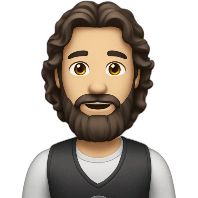 A man with microphone and long brown beard and dark hair emoji