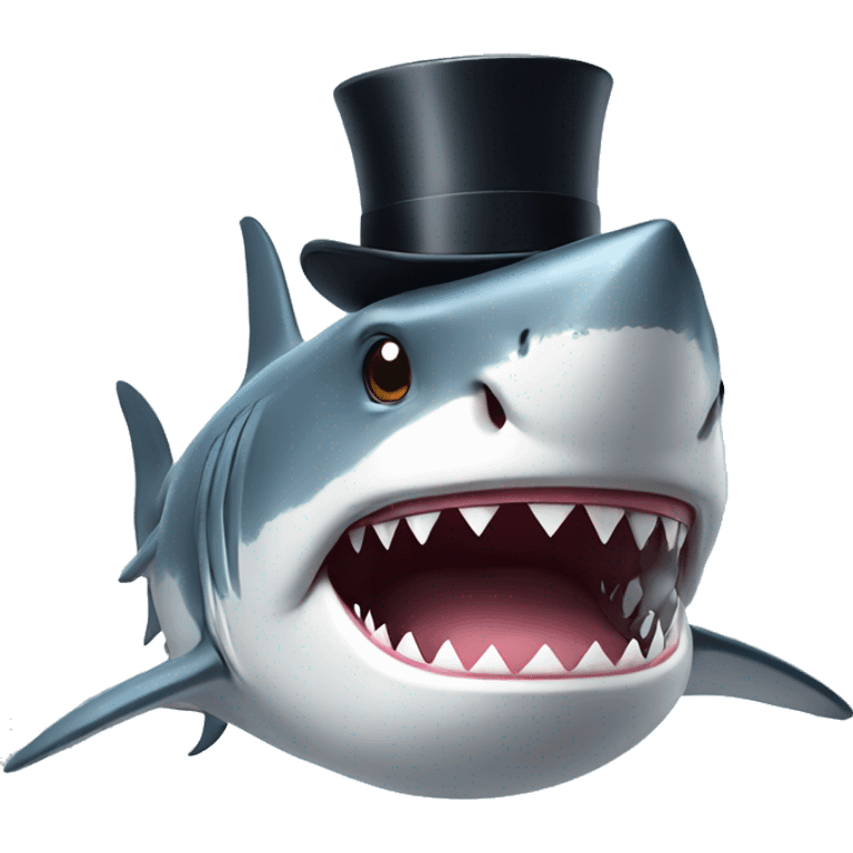 Shark with a top hat emoji