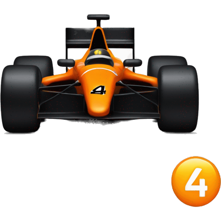 Orange papaya and black coloured formula one car with a black number 4 on the front  emoji