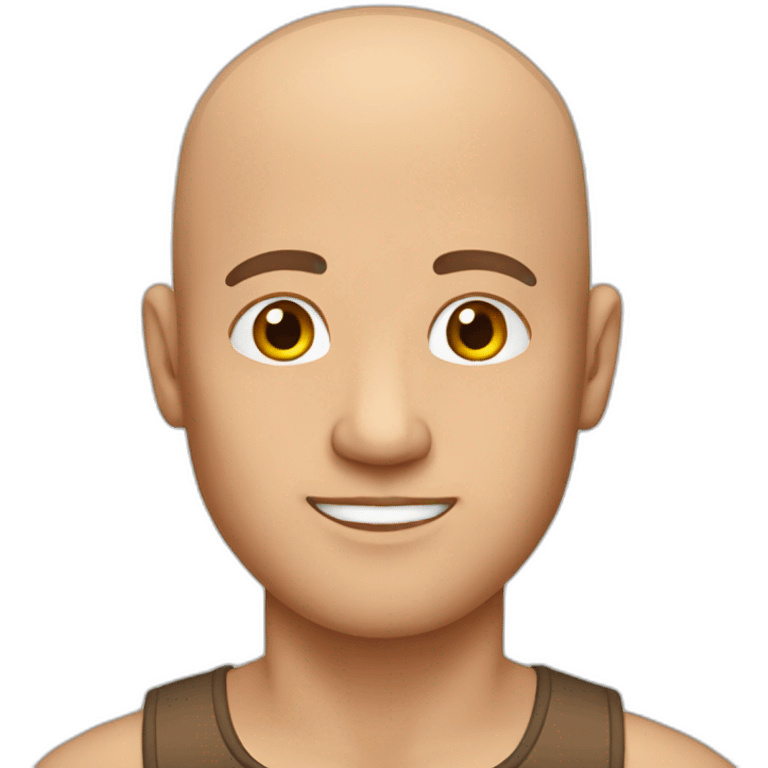 A bald man with a Brown tank top emoji