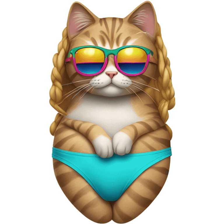 Cat wearing a bikini and sunglasses  emoji