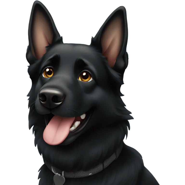 Black german shepherd smiling  emoji