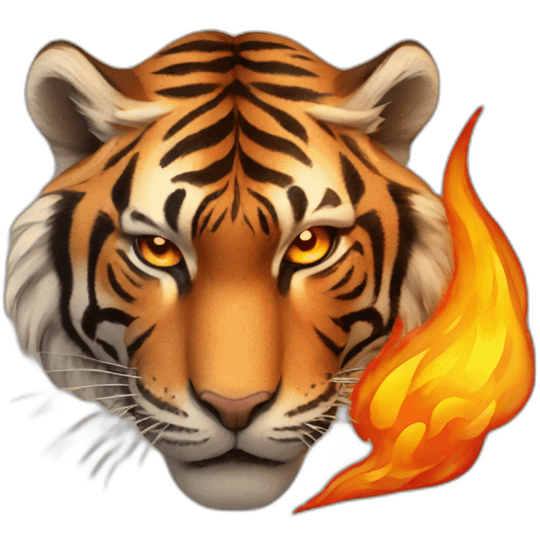 Tiger with fire emoji