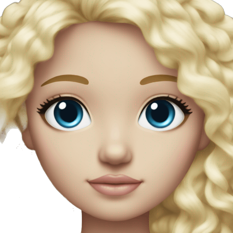 ocean blue doll eyes, blonde hair, feminine, pink, girl, angelic emoji