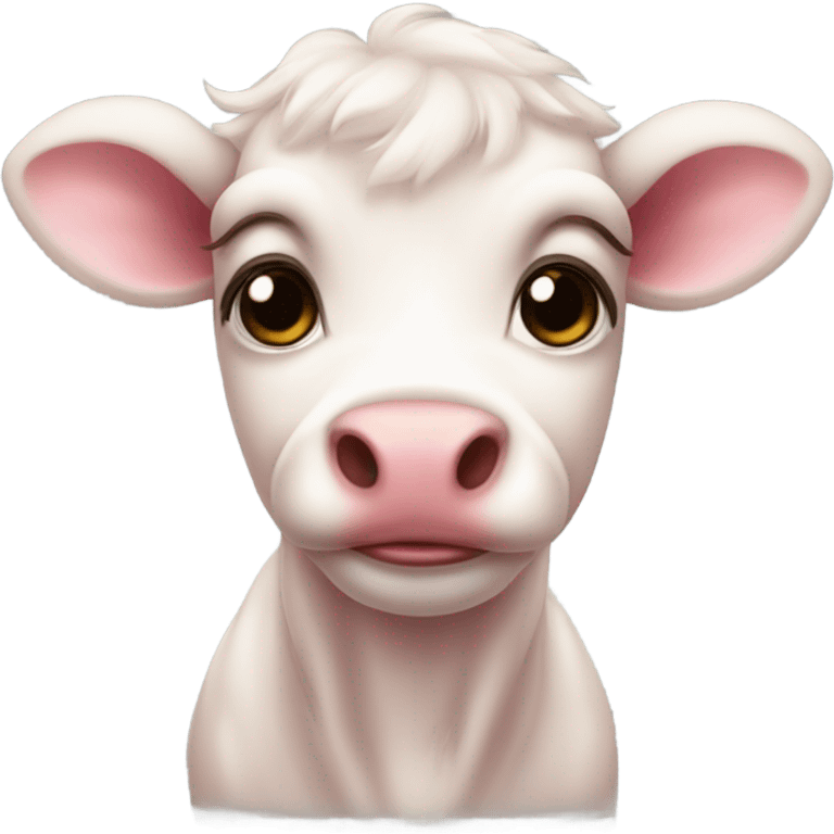 cute pink baby cow emoji