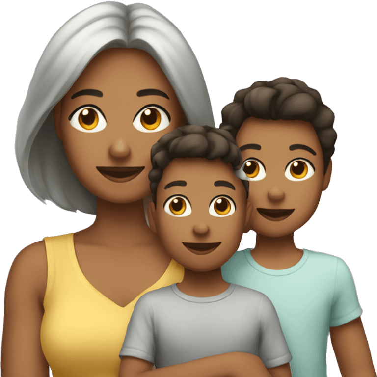 Mom with son and daughter  emoji