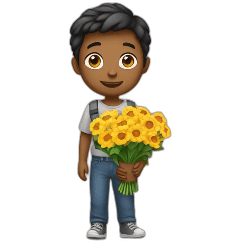 boy carry  flowers emoji