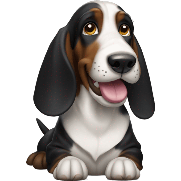 Smiling black basset hound  emoji