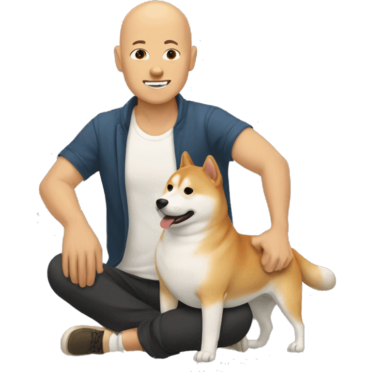 bald man with Shiba Inu emoji