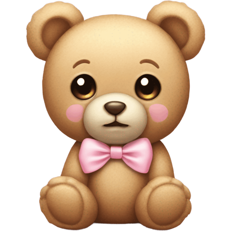 teddy bear with pastel pink bow emoji