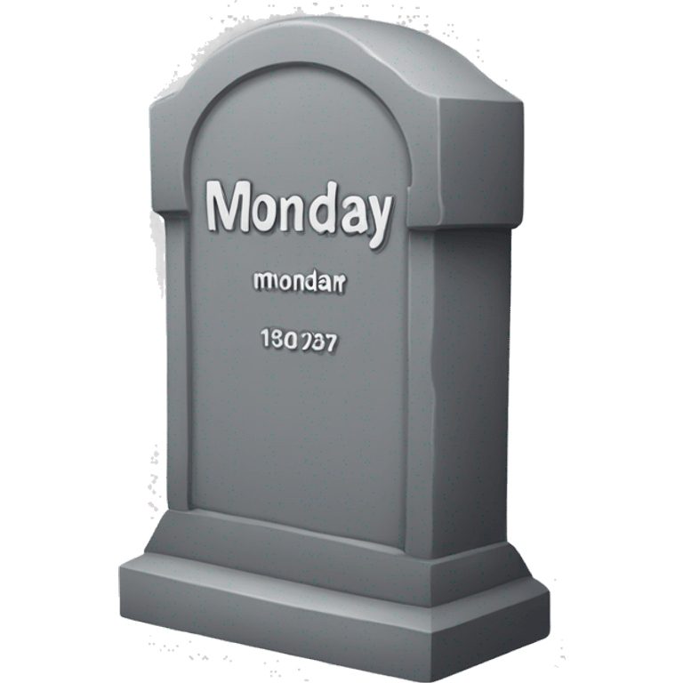 Grey tombstone that says monday.  emoji