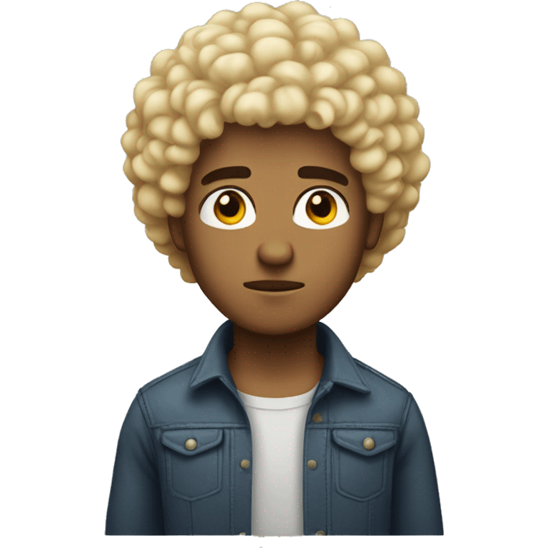 blond guy with short curly afro, serious face emoji