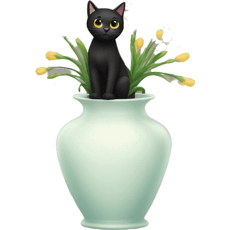 a black cat in a vase emoji