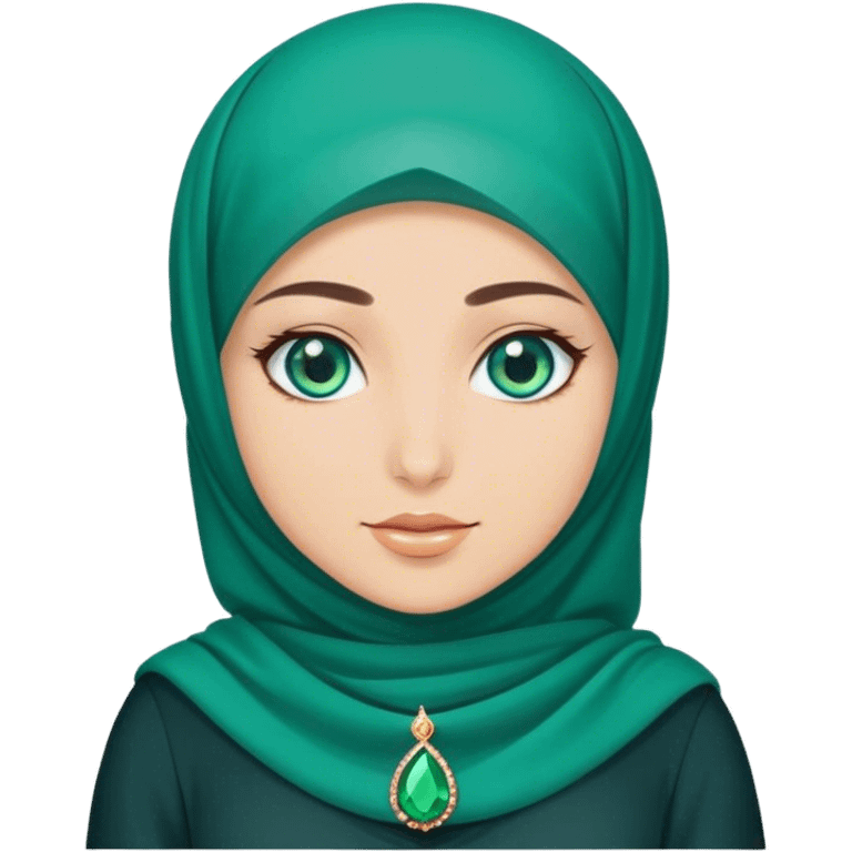 Turkish beautiful finish Konya girl blue eyes with hijab and emerald stone dress emoji