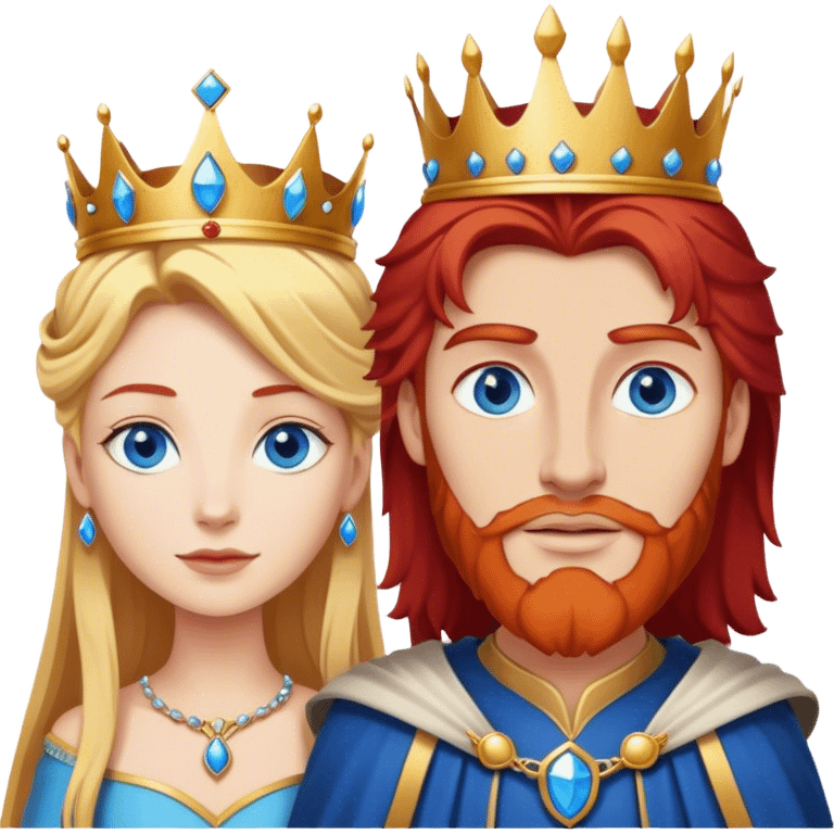 Red hair king, blonde queen, blue eyes emoji