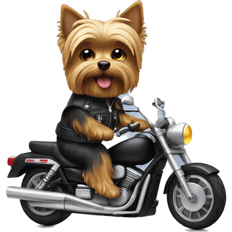 Yorkie riding a motorcycle emoji