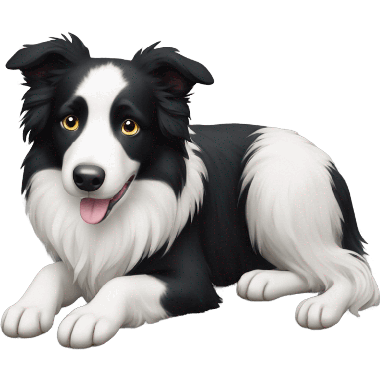 Cute black and white Border collie  wearing red collar emoji