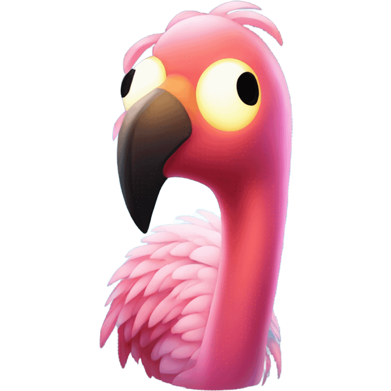 Glowing cartoon flamingo emoji