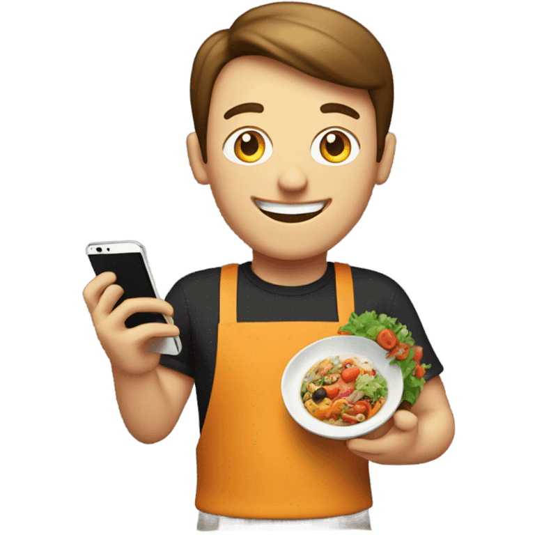 happy person showing food on a smartphone  emoji