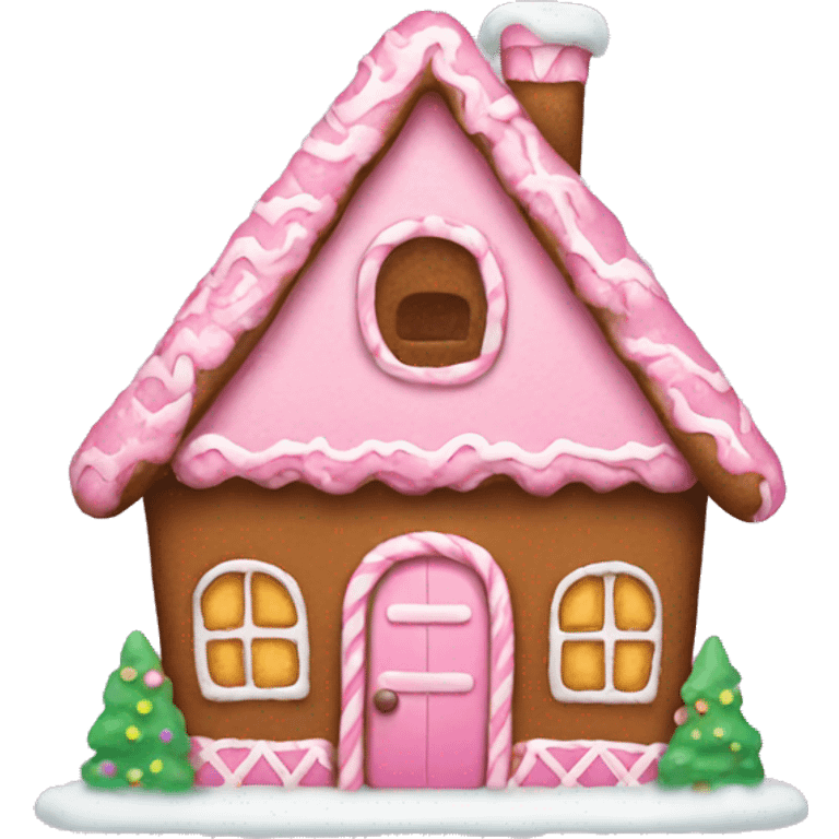 Pink gingerbread house emoji