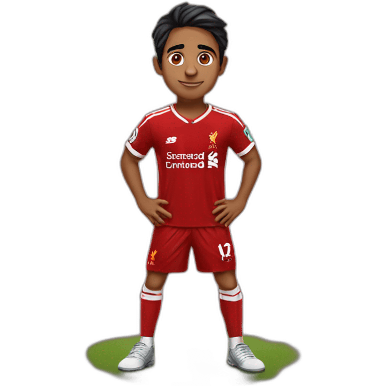 Indian boywearing Liverpool jersey  emoji